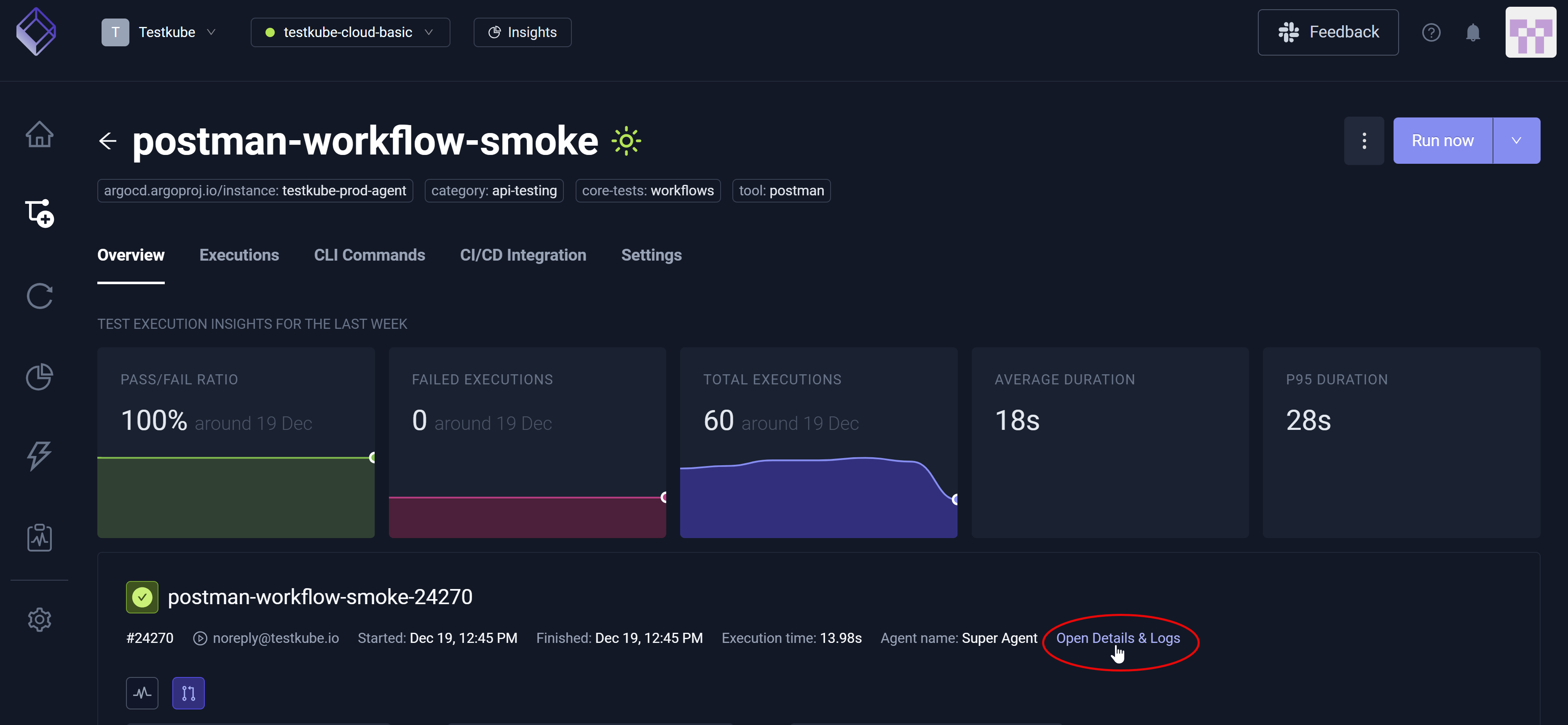 Open Details & Logs
